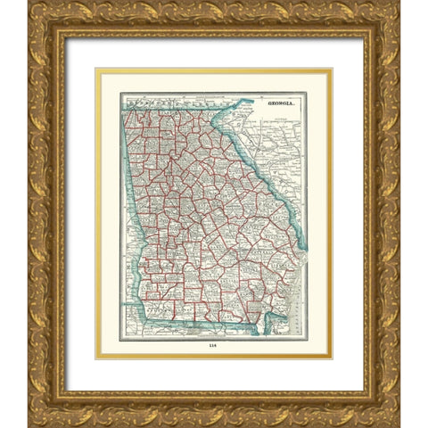 Georgia - Rathbun 1893 Gold Ornate Wood Framed Art Print with Double Matting by Rathbun