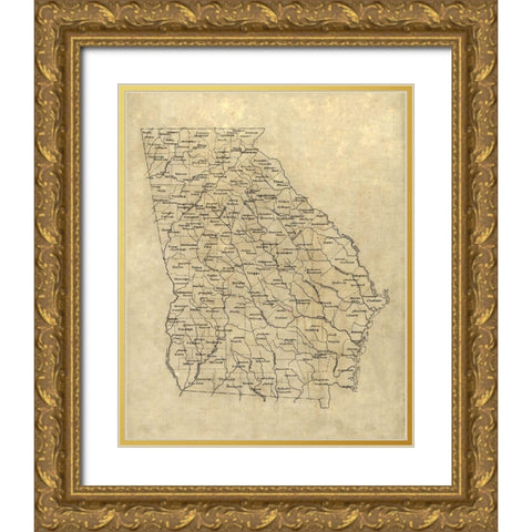 Georgia -1893 Gold Ornate Wood Framed Art Print with Double Matting by Unknown