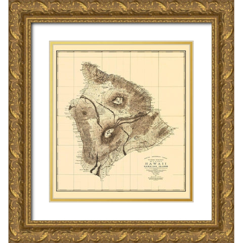 Hawaii Hawaii - Bien 1886 Gold Ornate Wood Framed Art Print with Double Matting by Bien