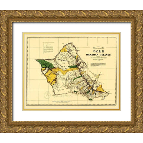 Oahu Hawaii - Covington 1881 Gold Ornate Wood Framed Art Print with Double Matting by Covington