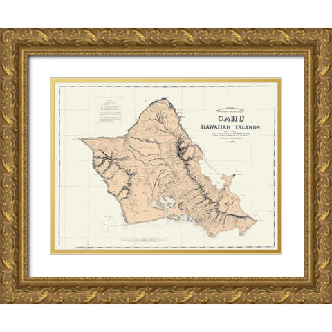 Oahu Hawaii - Covington 1881 Gold Ornate Wood Framed Art Print with Double Matting by Covington