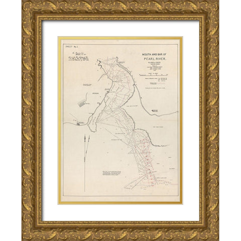 Pearl River Oahu County Hawaii - Sands 1873  Gold Ornate Wood Framed Art Print with Double Matting by Sands