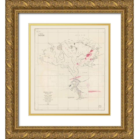 Oahu County Hawaii - Alexander 1873  Gold Ornate Wood Framed Art Print with Double Matting by Alexander