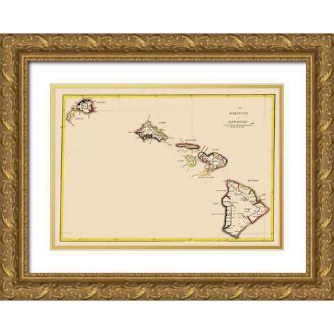 Hawaii - Lahaina Luna 1837 Gold Ornate Wood Framed Art Print with Double Matting by Lahaina