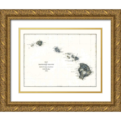 Hawaii - Douglas 1841  Gold Ornate Wood Framed Art Print with Double Matting by Douglas