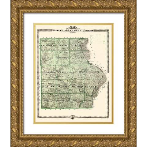 Allamakee Iowa Landowner - Andreas 1874 Gold Ornate Wood Framed Art Print with Double Matting by Andreas