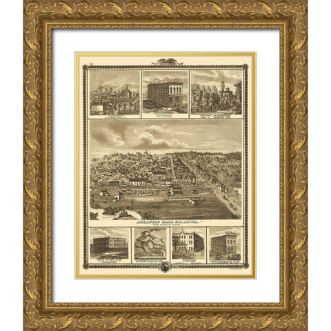 Atlantic Cass Co Iowa - Shober 1875 Gold Ornate Wood Framed Art Print with Double Matting by Andreas