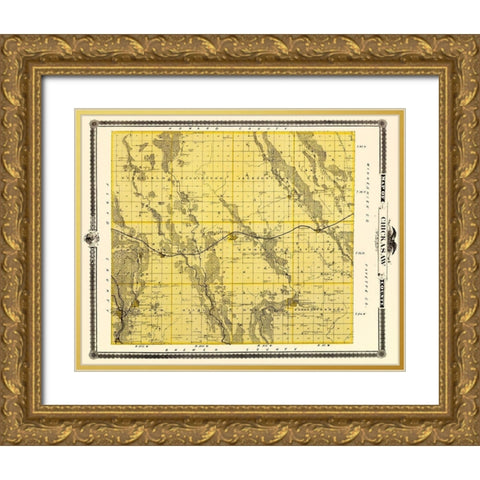 Chickasaw Iowa Landowner - Andreas 1874 Gold Ornate Wood Framed Art Print with Double Matting by Andreas
