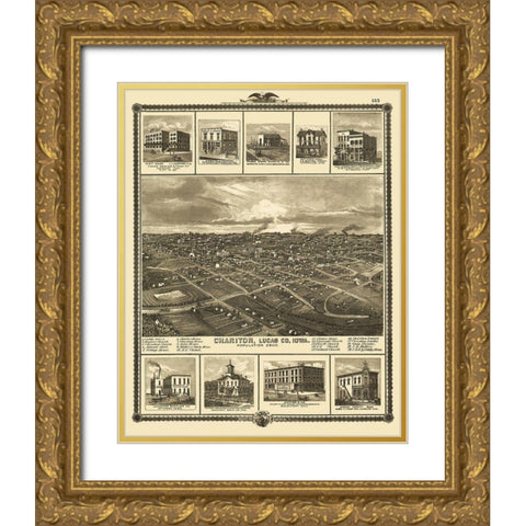 Chariton Iowa - Andreas 1875 Gold Ornate Wood Framed Art Print with Double Matting by Andreas