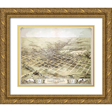 Council Bluffs Iowa - Ruger 1868 Gold Ornate Wood Framed Art Print with Double Matting by Ruger