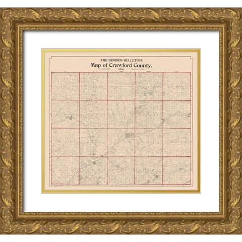 Crawford County Iowa - McHenry 1898  Gold Ornate Wood Framed Art Print with Double Matting by McHenry