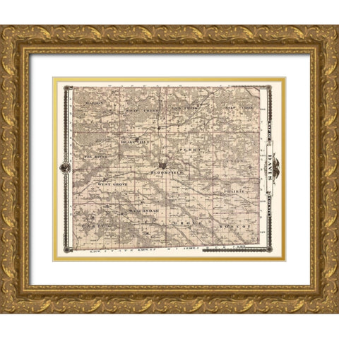 Davie Iowa Landowner - Andreas 1875 Gold Ornate Wood Framed Art Print with Double Matting by Andreas