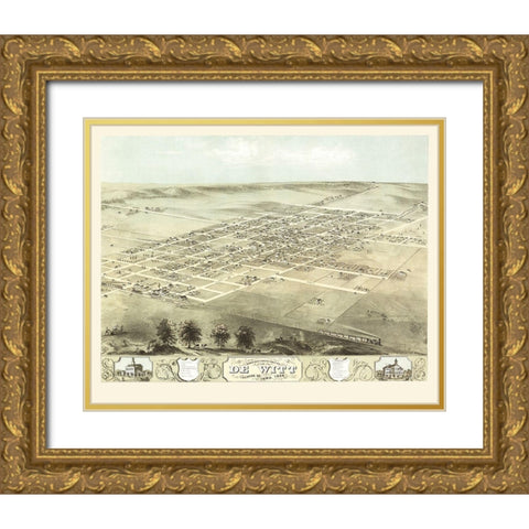 De Witt Iowa - Ruger 1868 Gold Ornate Wood Framed Art Print with Double Matting by Ruger
