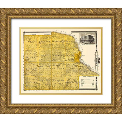 Dubuque Iowa Landowner - Andreas 1874 Gold Ornate Wood Framed Art Print with Double Matting by Andreas