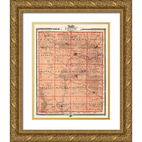 Fayette Iowa Landowner - Andreas 1874 Gold Ornate Wood Framed Art Print with Double Matting by Andreas