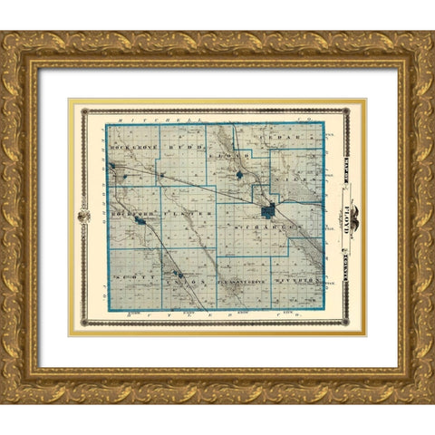 Floyd Iowa Landowner - Andreas 1874 Gold Ornate Wood Framed Art Print with Double Matting by Andreas