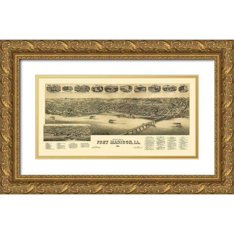 Fort Madison Iowa - Wellge 1889 Gold Ornate Wood Framed Art Print with Double Matting by Wellge