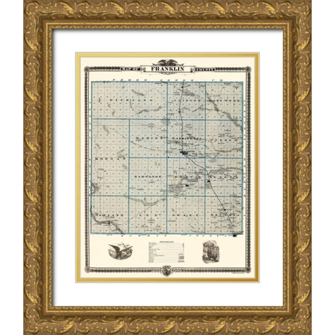 Franklin Iowa Landowner - Andreas 1874 Gold Ornate Wood Framed Art Print with Double Matting by Andreas