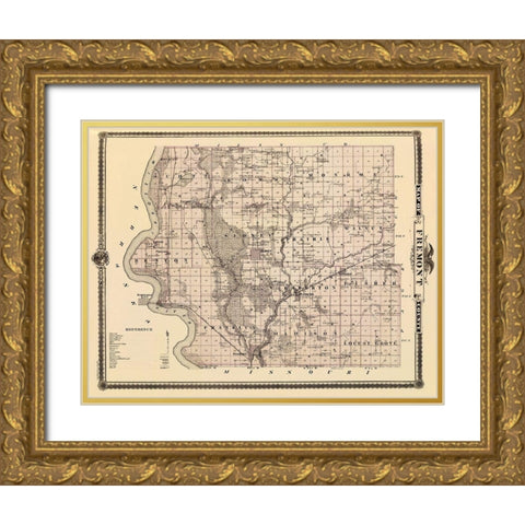 Fremont Iowa Landowner - Andreas 1875 Gold Ornate Wood Framed Art Print with Double Matting by Andreas