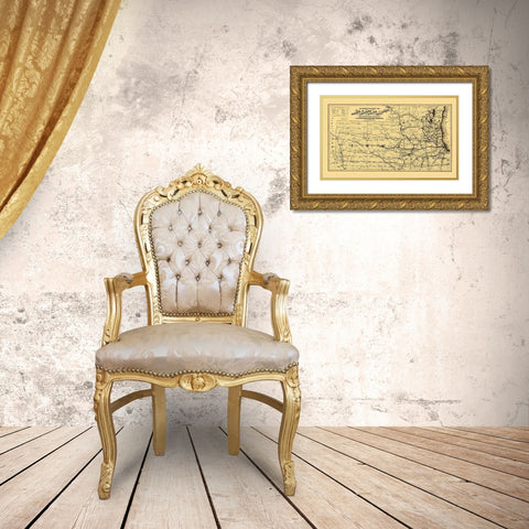 Galena and Chicago Union Railroad - Colton 1862 Gold Ornate Wood Framed Art Print with Double Matting by Colton