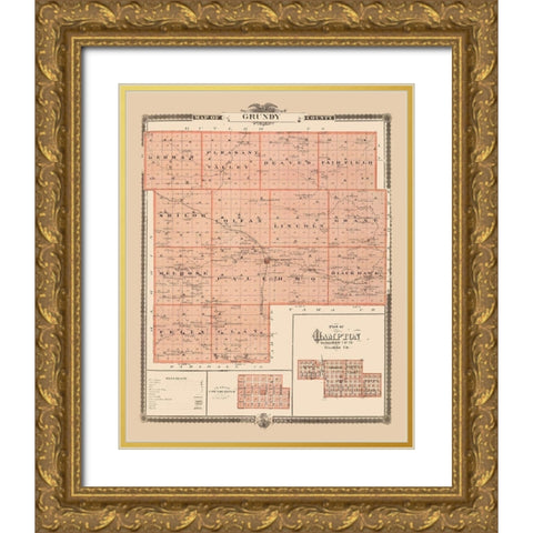 Grundy Iowa Landowner - Andreas 1874 Gold Ornate Wood Framed Art Print with Double Matting by Andreas