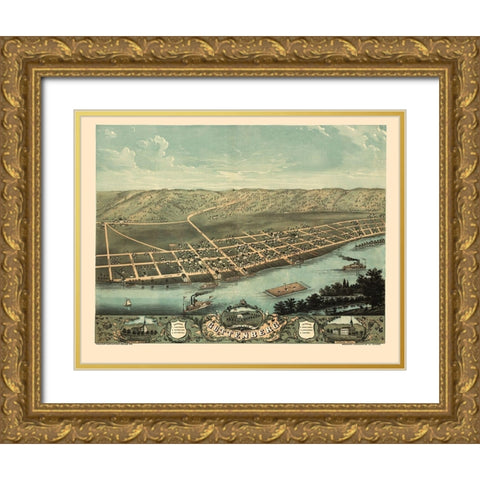 Guttenberg Iowa - Ruger 1869 Gold Ornate Wood Framed Art Print with Double Matting by Ruger