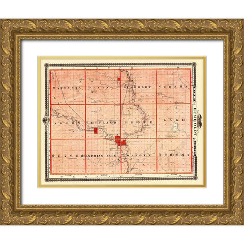Humboldt Iowa Landowner - Andreas 1874 Gold Ornate Wood Framed Art Print with Double Matting by Andreas