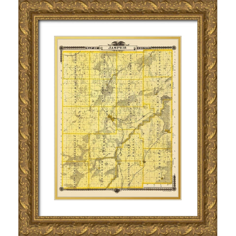 Jasper Iowa - Shober 1875 Gold Ornate Wood Framed Art Print with Double Matting by Shober