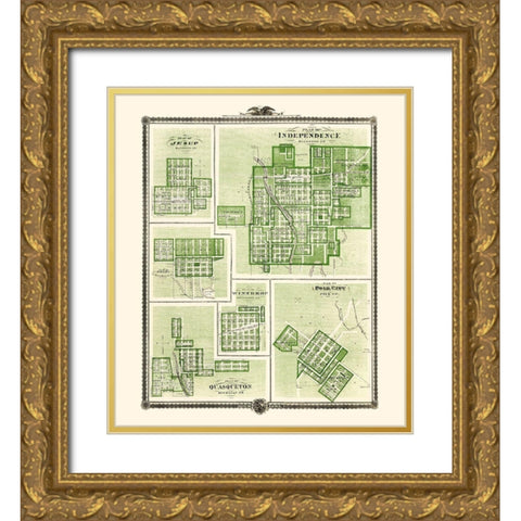 Jesup, Independence, Delhi Iowa Landowner Gold Ornate Wood Framed Art Print with Double Matting by Andreas
