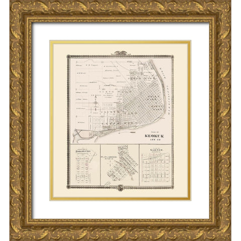 Keokuk, Forest City, Greene, Garner Iowa Gold Ornate Wood Framed Art Print with Double Matting by Andreas