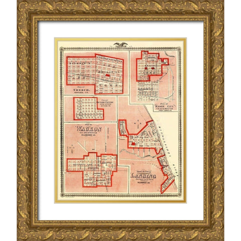Lansing, Waukon, Cresco, Mason, Butler Iowa Gold Ornate Wood Framed Art Print with Double Matting by Andreas