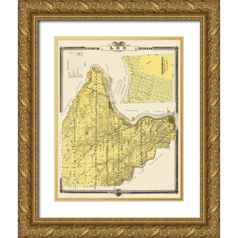 Lee Iowa - Shober 1875 Gold Ornate Wood Framed Art Print with Double Matting by Shober