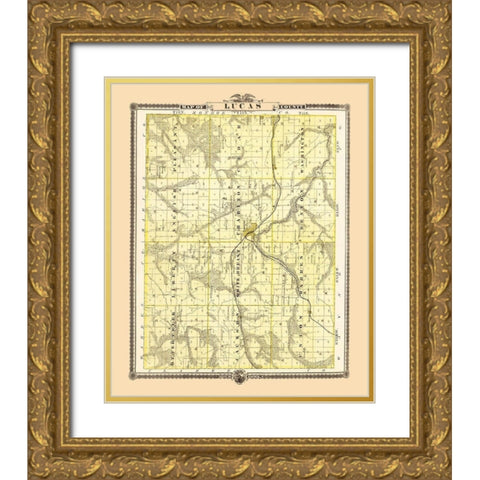 Lucas Iowa Landowner - Andreas 1874 Gold Ornate Wood Framed Art Print with Double Matting by Andreas