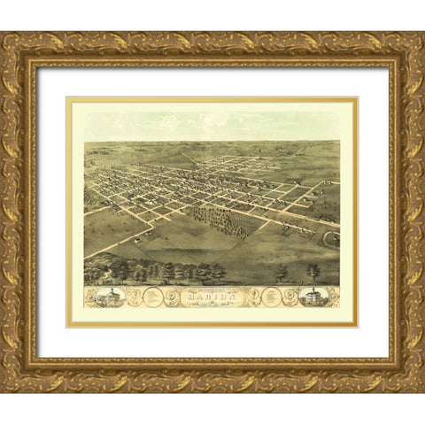 Marion Iowa - Ruger 1868 Gold Ornate Wood Framed Art Print with Double Matting by Ruger