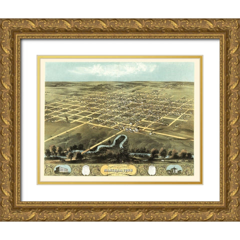 Marshalltown Iowa - Ruger 1868 Gold Ornate Wood Framed Art Print with Double Matting by Ruger