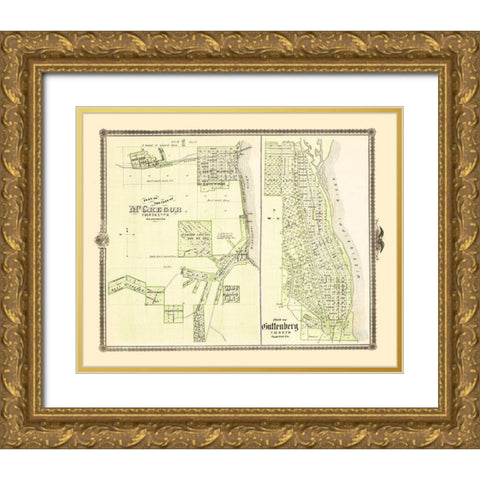 Mcgregor, Guttenberg Iowa Landowner - Andreas 1874 Gold Ornate Wood Framed Art Print with Double Matting by Andreas