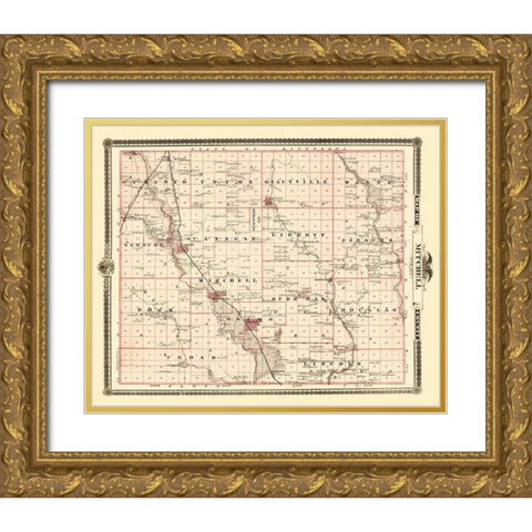 Mitchell Iowa Landowner - Andreas 1874 Gold Ornate Wood Framed Art Print with Double Matting by Andreas
