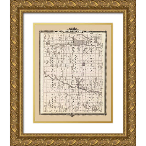 Montgomery Iowa Landowner - Andreas 1875 Gold Ornate Wood Framed Art Print with Double Matting by Andreas