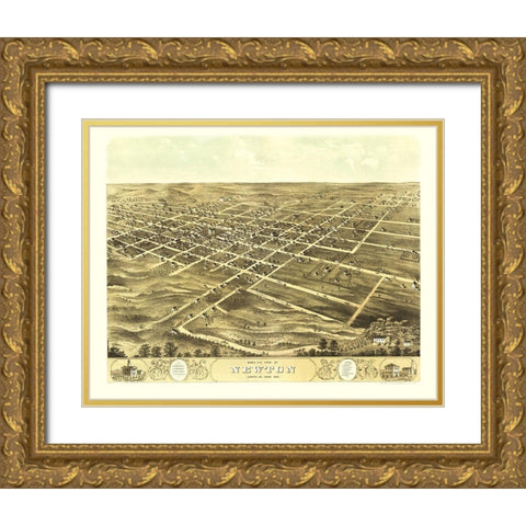 Newton Iowa - Ruger 1868 Gold Ornate Wood Framed Art Print with Double Matting by Ruger