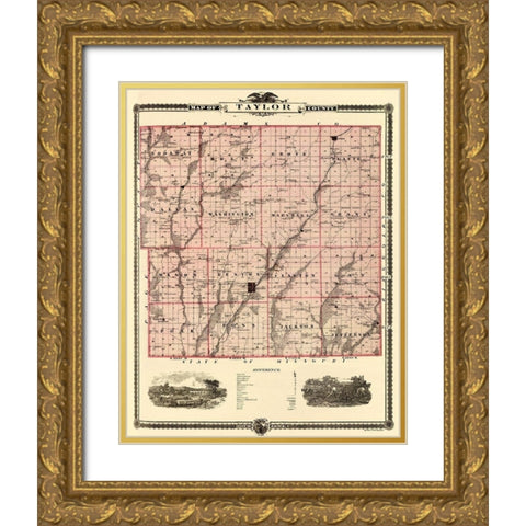 Taylor Iowa Landowner - Andreas 1875 Gold Ornate Wood Framed Art Print with Double Matting by Andreas