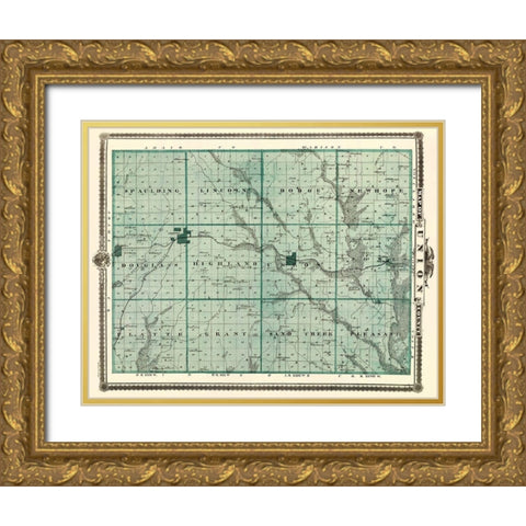 Union Iowa Landowner - Andreas 1874 Gold Ornate Wood Framed Art Print with Double Matting by Andreas