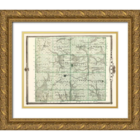 Wayne Iowa Landowner - Andreas 1875 Gold Ornate Wood Framed Art Print with Double Matting by Andreas