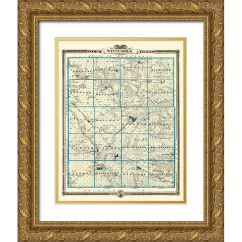 Winneshiek Iowa Landowner - Andreas 1874 Gold Ornate Wood Framed Art Print with Double Matting by Andreas