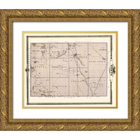 Worth Iowa Landowner - Andreas 1874 Gold Ornate Wood Framed Art Print with Double Matting by Andreas