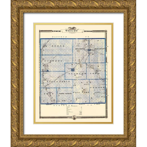 Wright Iowa Landowner - Andreas 1874 Gold Ornate Wood Framed Art Print with Double Matting by Andreas