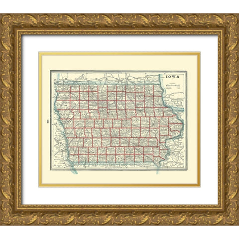 Iowa - Rathbun 1893 Gold Ornate Wood Framed Art Print with Double Matting by Rathbun
