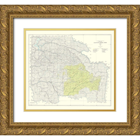 Clearwater National Forest Idaho - USDA 1961 Gold Ornate Wood Framed Art Print with Double Matting by USDA