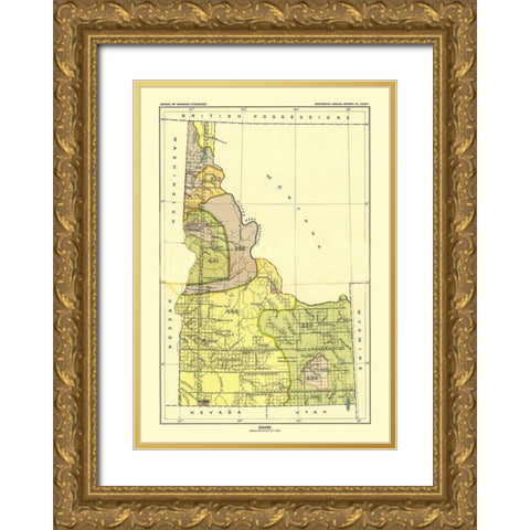 Idaho - Hoen 1896 Gold Ornate Wood Framed Art Print with Double Matting by Hoen