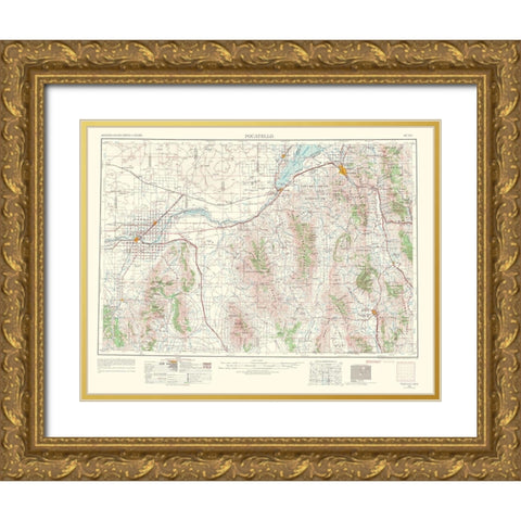 Pocatello Idaho Quad - USGS 1963 Gold Ornate Wood Framed Art Print with Double Matting by USGS