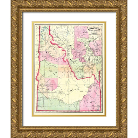 Idaho - 1874 Gold Ornate Wood Framed Art Print with Double Matting by Asher